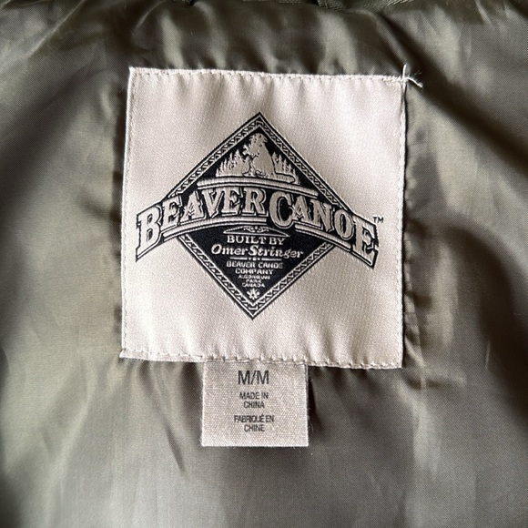 Beaver Canoe Olive Green Quilted Vest with Faux Fur Hood Fairisle Trim - Picture 11 of 16